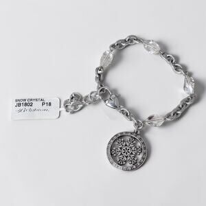 Brighton Snow Crystal Snowflake Charm Bracelet JB1802 Silver Plated Winter